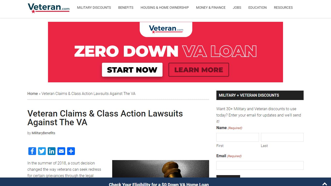 Class Action Lawsuits Against The VA - Military Benefits